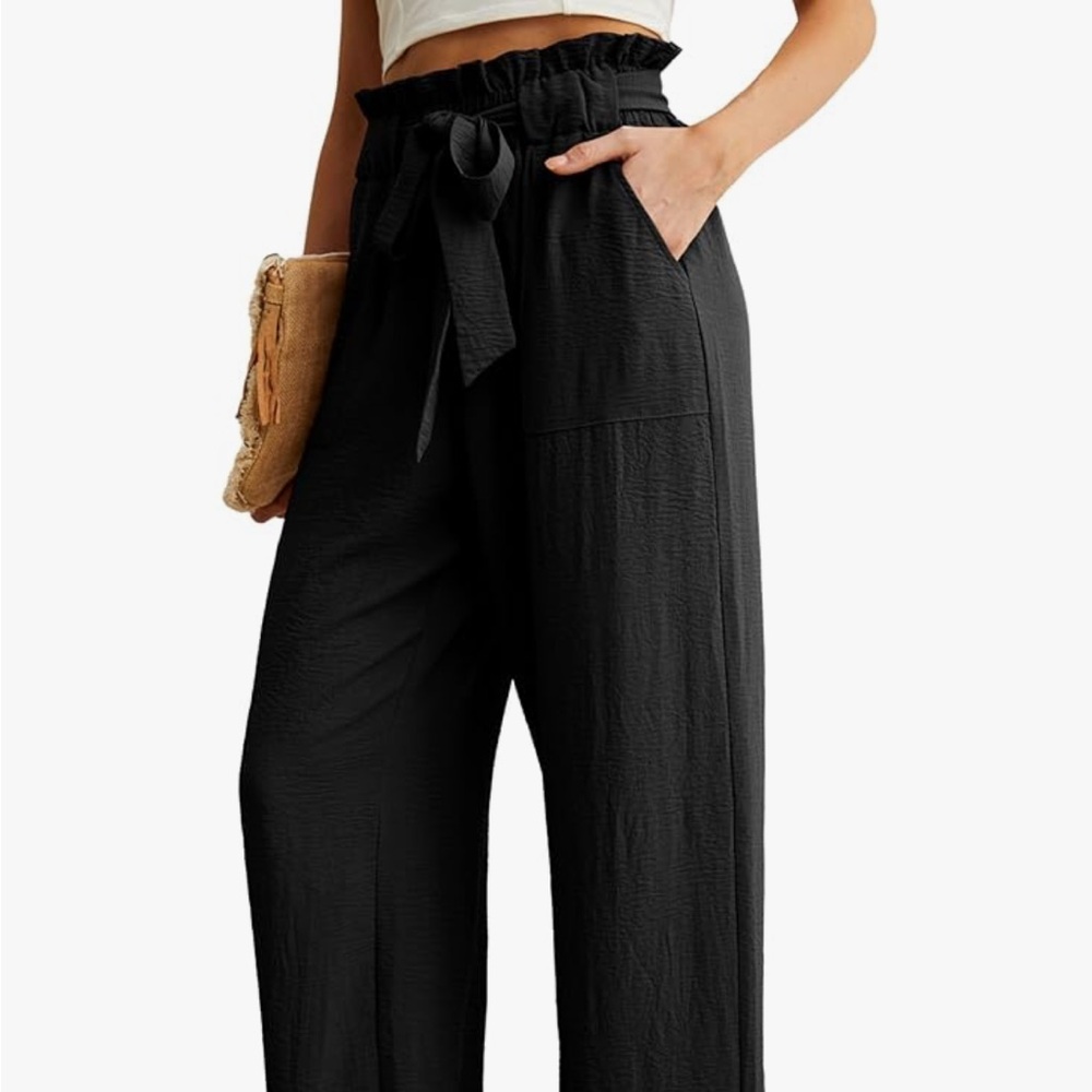 Black High-Waisted, Wide Leg Women's Pants